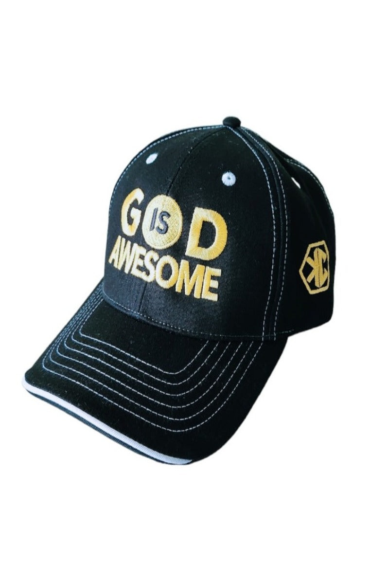 "God is awesome" Black & Gold Sports Hat